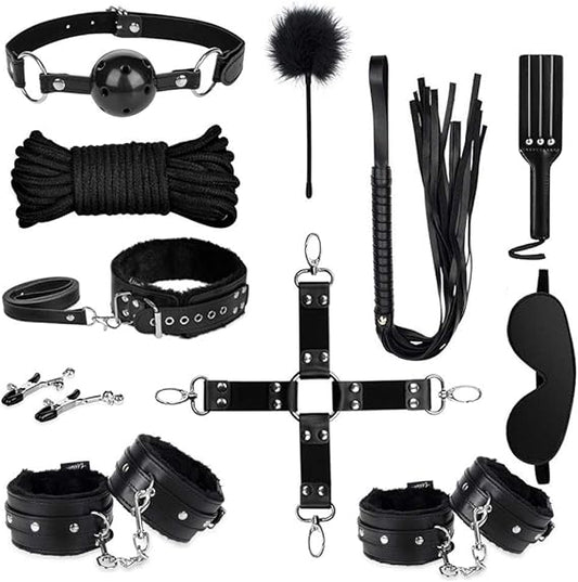 Sex Bondage 11 Pcs BDSM Leather Bondage Sets Restraint Kits Adult Sex Toys for Women and Couples in Pakistan